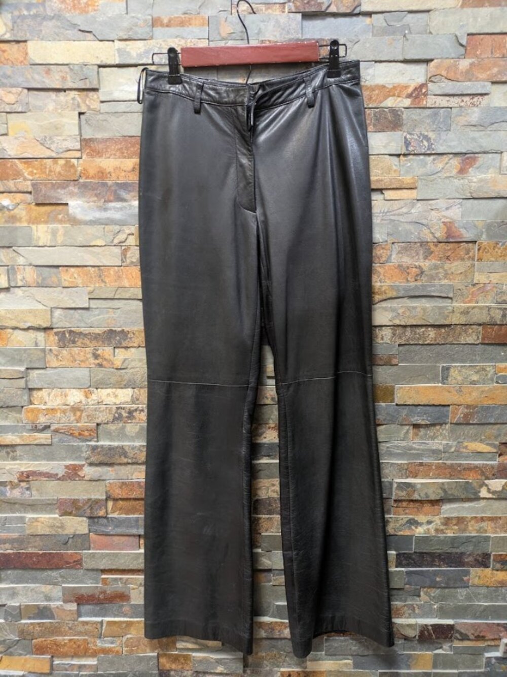 Ann Taylor Black Genuine Leather Pants, size 6